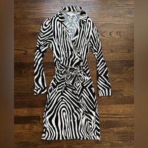 Diane von furstenberg DVF New Jeanne 2 wrap dress zebra print black/white 6